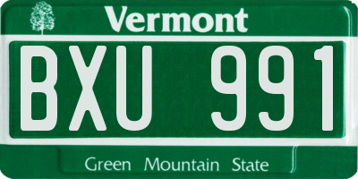 VT license plate BXU991