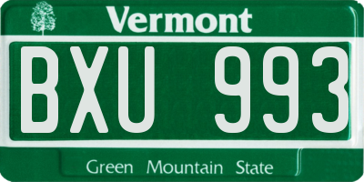 VT license plate BXU993