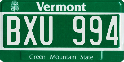 VT license plate BXU994