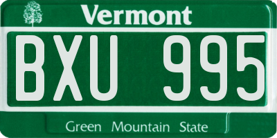 VT license plate BXU995