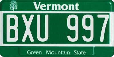 VT license plate BXU997