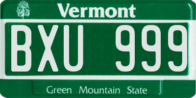 VT license plate BXU999