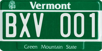VT license plate BXV001