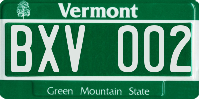 VT license plate BXV002