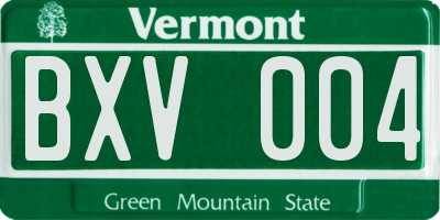 VT license plate BXV004