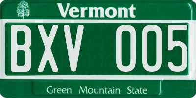 VT license plate BXV005