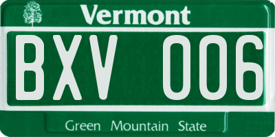 VT license plate BXV006