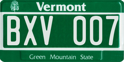 VT license plate BXV007