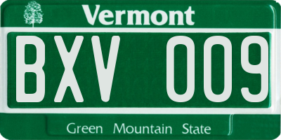 VT license plate BXV009