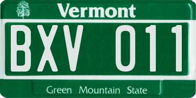 VT license plate BXV011