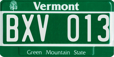 VT license plate BXV013
