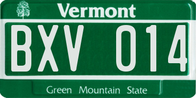 VT license plate BXV014