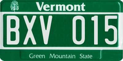 VT license plate BXV015