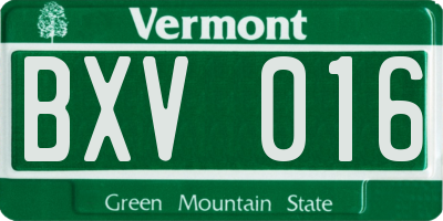 VT license plate BXV016