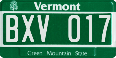 VT license plate BXV017