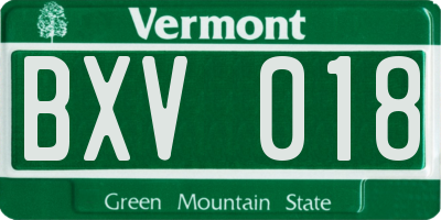 VT license plate BXV018