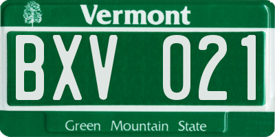 VT license plate BXV021