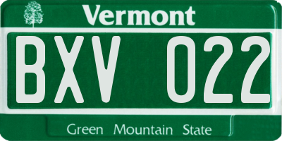 VT license plate BXV022