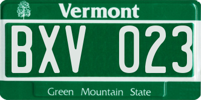 VT license plate BXV023