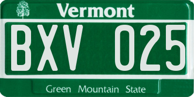 VT license plate BXV025