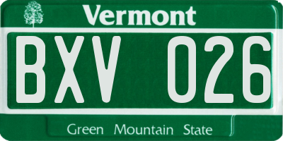 VT license plate BXV026
