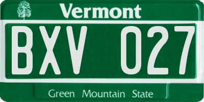 VT license plate BXV027