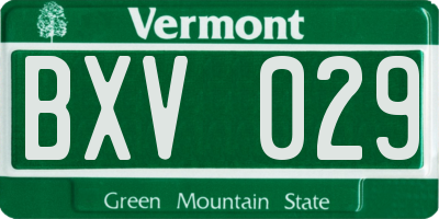 VT license plate BXV029