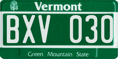 VT license plate BXV030