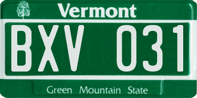 VT license plate BXV031