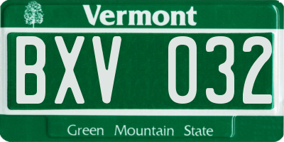 VT license plate BXV032