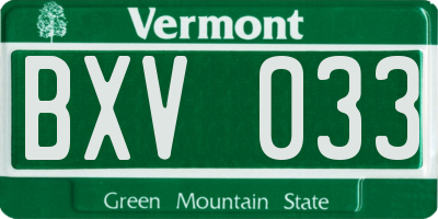 VT license plate BXV033