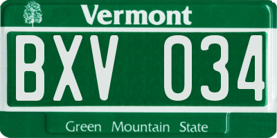 VT license plate BXV034