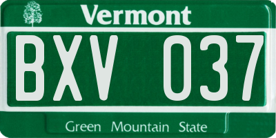 VT license plate BXV037