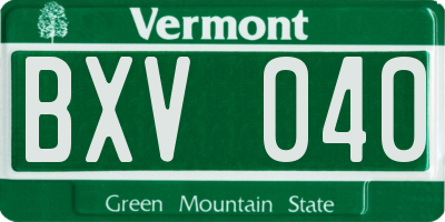 VT license plate BXV040