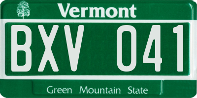 VT license plate BXV041