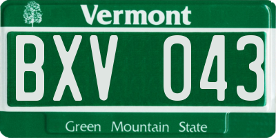 VT license plate BXV043