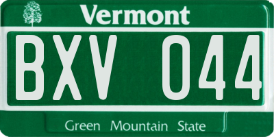 VT license plate BXV044
