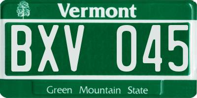 VT license plate BXV045