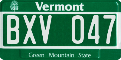 VT license plate BXV047
