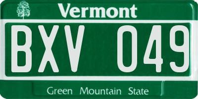 VT license plate BXV049