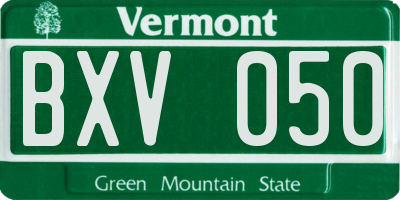 VT license plate BXV050