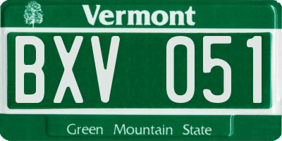 VT license plate BXV051