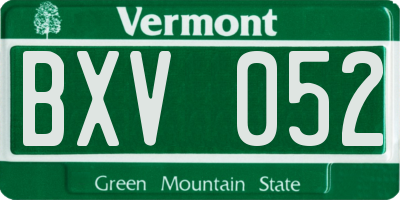 VT license plate BXV052