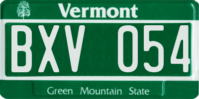 VT license plate BXV054
