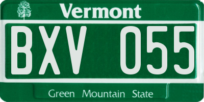 VT license plate BXV055