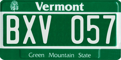 VT license plate BXV057