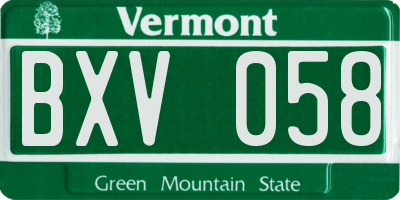 VT license plate BXV058