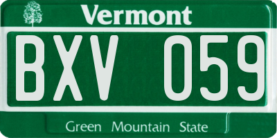 VT license plate BXV059
