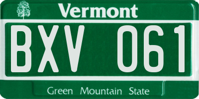 VT license plate BXV061
