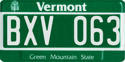 VT license plate BXV063